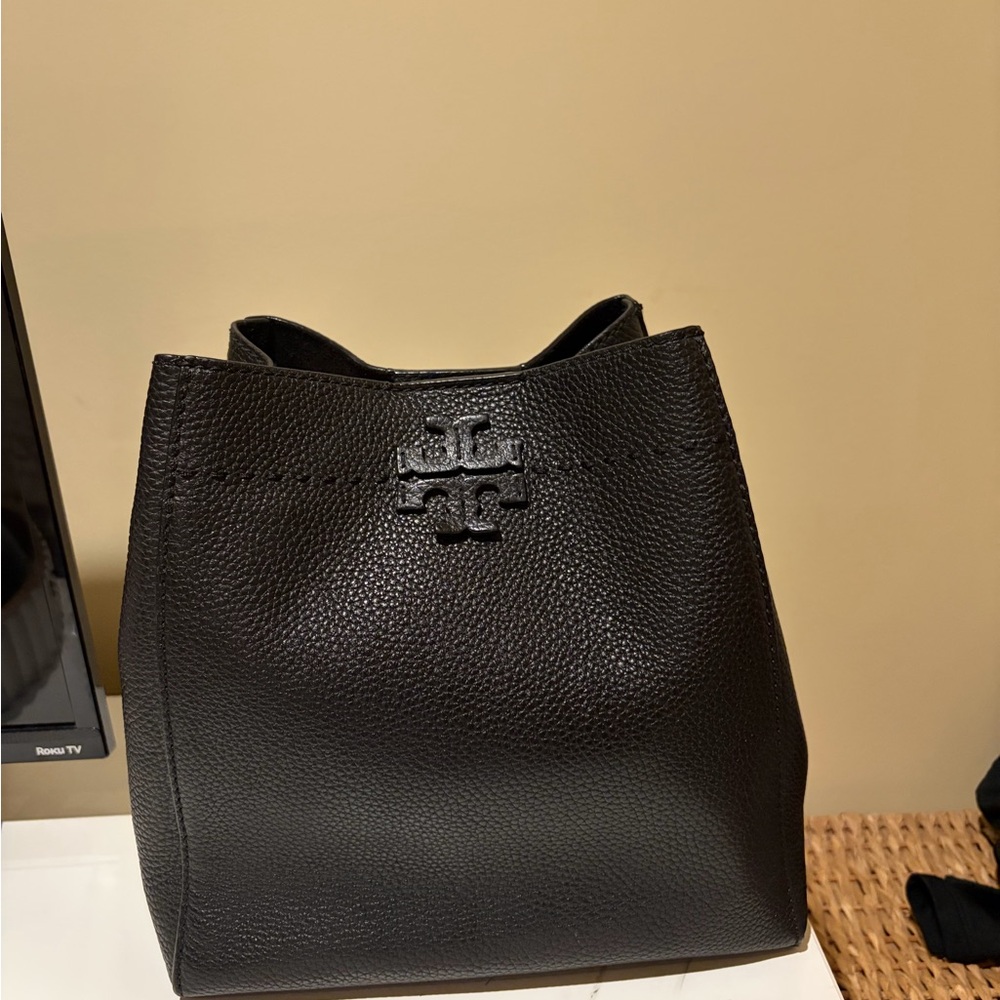 Tory Burch Black Pebbled Leather Tote